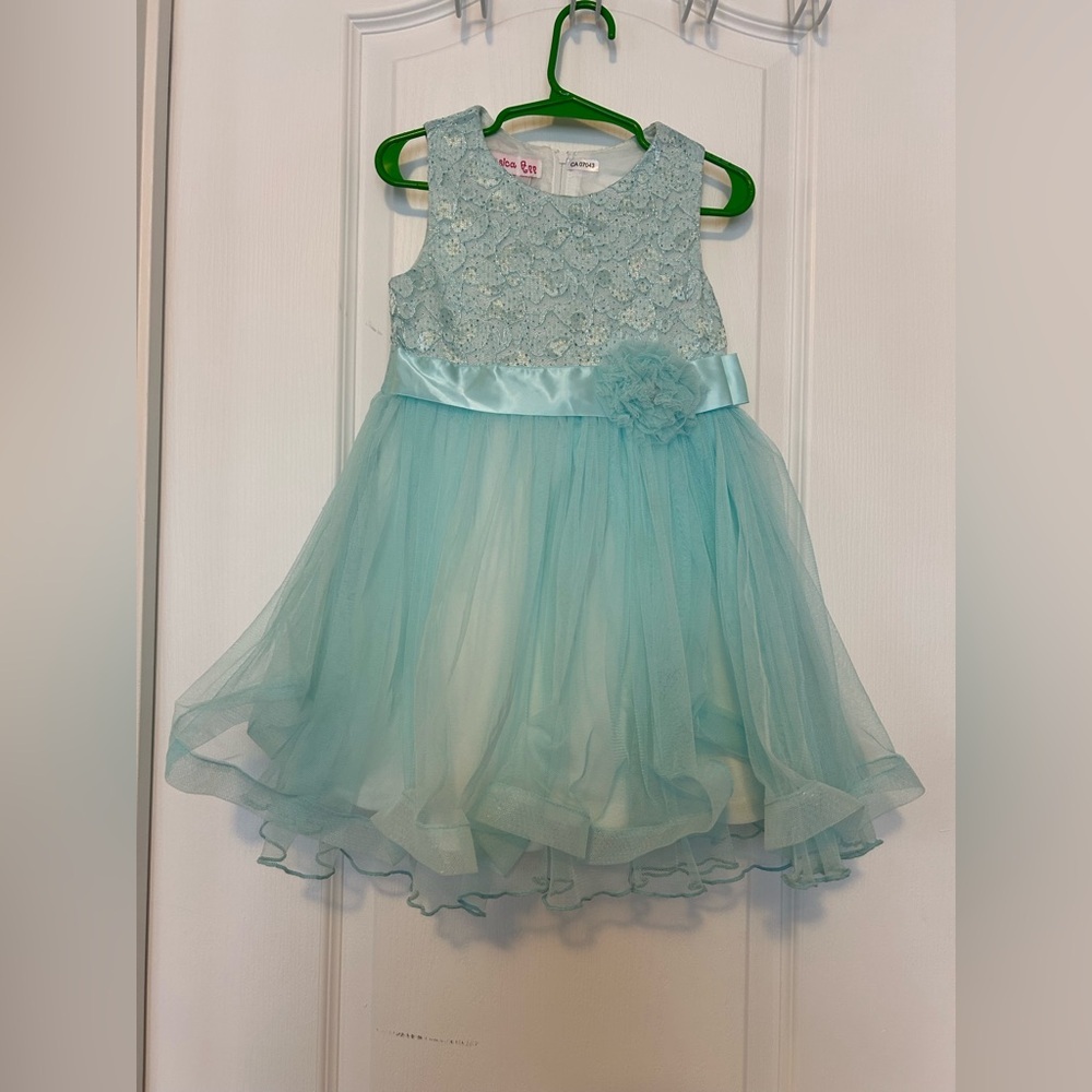 Jessica Ann Light Blue Lace Kids Dress